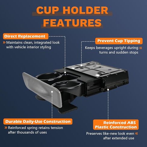 حامل كأس لوحة القيادة متوافق مع Ford F250 F350 F450 F550 Super Duty Excursion 1999-2004 استبدال YC3Z-2513560-CAD رمادي in Kuwait