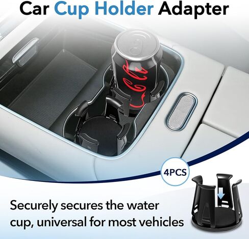 4 قطع حامل أكواب السيارة، حشوات حامل أكواب قابلة للتوسيع ذاتية اللصق للسيارة، محول حامل أكواب أسود للسيارات مع أذرع مشبك لتثبيت زجاجات المياه والمشروبات in Kuwait