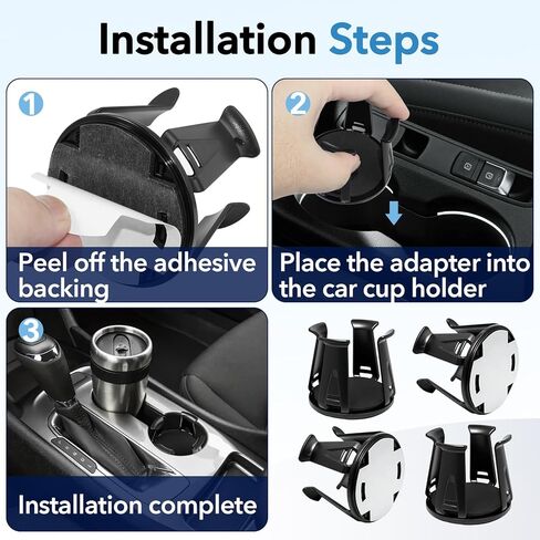 4 قطع حامل أكواب السيارة، حشوات حامل أكواب قابلة للتوسيع ذاتية اللصق للسيارة، محول حامل أكواب أسود للسيارات مع أذرع مشبك لتثبيت زجاجات المياه والمشروبات in Kuwait