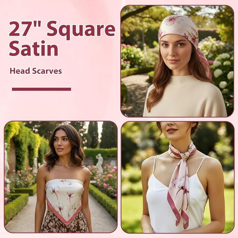 Silk Neck Scarf for Women, Lightweight Fashion Silky Head Scarves Satin Head Scarves Neck Silk Satin Heads Scarve for Sleeping Handbags Scarf in Saudi Arabia