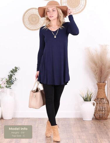 Popana 3 Pack Long Sleeve Tunic Tops for Women, Loose Fit Dressy Long Tops to Wear with Leggings, Soft Stretchy in Saudi Arabia
