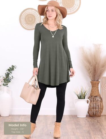 Popana 3 Pack Long Sleeve Tunic Tops for Women, Loose Fit Dressy Long Tops to Wear with Leggings, Soft Stretchy in Saudi Arabia