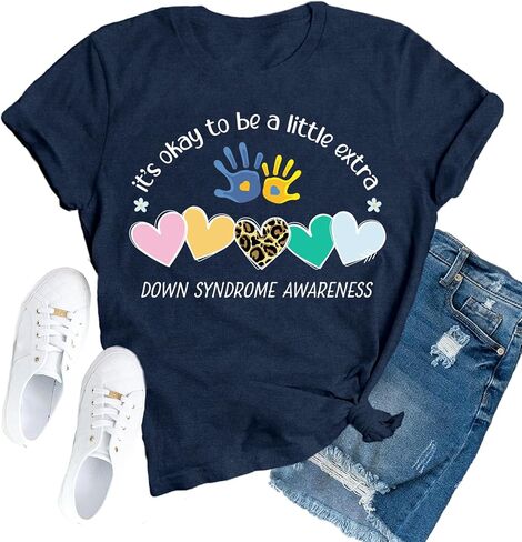 Down Syndrome Awareness Shirts for Women World Down Syndrome Day Tshirt Love Hearts Tee Top in Saudi Arabia