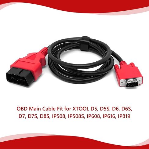 Main Cable Fit for XTOOL D5, D5S, D6, D6S, D7, D7S, D8S, IP508, IP508S, IP608, IP616, IP819 OBD2 Diagnostic Scanner 16-Pin Male to 15-Pin Male Replacement Test Cable Adapter Connector - 5ft/150cm in Kuwait