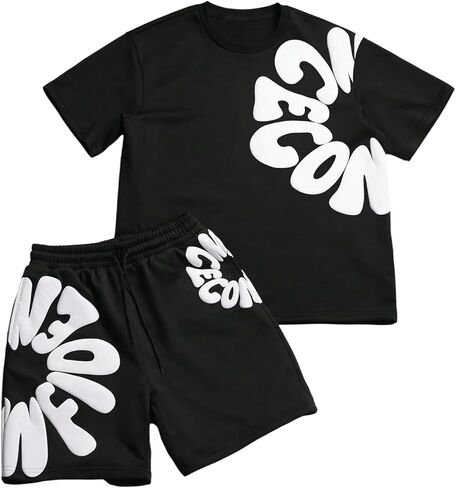 SOLY HUX Men's Short Sleeve Tracksuit Summer Graphic T Shirt and Shorts Two Piece Set Casual Outfits in Saudi Arabia