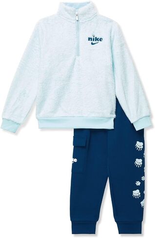 Nike Boy's Track Pack Sherpa 1/2 Zip Set (Little Kids) Valerian Blue 7 Little Kid in Saudi Arabia
