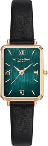 VICTORIA HYDE Gorgeous Women's Watch Green Mother of Pearl Dial Elegant Timepiece Rectangular Face Watches with Black Leather Band (Black) in Kuwait