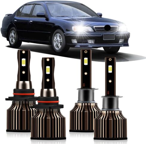 Fit For Nissan Altima 2002 2003 2004 2005 2006 Light Bulbs, 9005 H1 High Low Beam Lights Bulbs, 30000LM 400% Brightness, 6000K White, Plug and play, No Errors, 4-Pack in Saudi Arabia