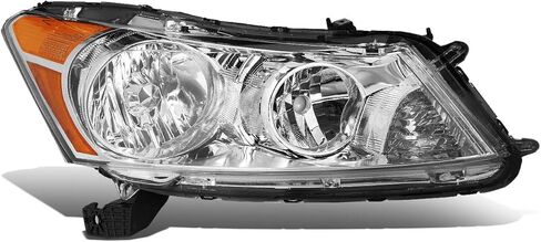 مجموعة المصابيح الأمامية من نوع Auto Dynasty متوافقة مع سيارة هوندا أكورد سيدان 2008-2012، استبدال المصابيح الأمامية الهالوجين للجانب الأيمن للركاب، طراز OE HO2503130، زاوية كهرمانية لسكن الكروم in Kuwait