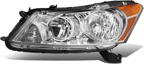 مجموعة المصابيح الأمامية من نوع Auto Dynasty متوافقة مع سيارة هوندا أكورد سيدان 2008-2012، استبدال المصابيح الأمامية الهالوجين للجانب الأيمن للركاب، طراز OE HO2503130، زاوية كهرمانية لسكن الكروم in Kuwait