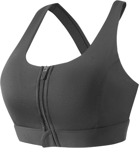 High Support Sports Bras for Women - High Impact Sports Bra Zip Front Padded Strappy Back Workout Bra in Saudi Arabia