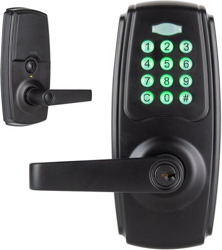 قفل ذراع دخول لوحة المفاتيح من BRINKS ANSI من الدرجة 2 - مثالي للاستخدام التجاري والسكني - لمسة نهائية من الكروم الساتان، 99 رمز مستخدم، إعادة القفل التلقائي، تعمل بالبطارية مع مفتاح احتياطي in Kuwait