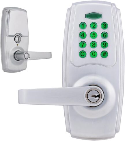 BRINKS ANSI Grade 2 Keypad Entry Lever Lock – Ideal for Commercial & Residential Use – Satin Chrome Finish, 99 User Codes, Auto-Relock, Battery Operated with Backup Keyway in Kuwait