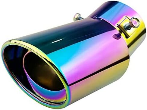 طرف عادم السيارة من الفولاذ المقاوم للصدأ، 2.5 بوصة إلى 3.4 بوصة أنبوب عادم السيارة العالمي مستقيم/منحني نوع تعديل ذيل الحلق، كاتم صوت قابل للتعديل لتزيين السيارة بطرف مائل (ملون) in Kuwait