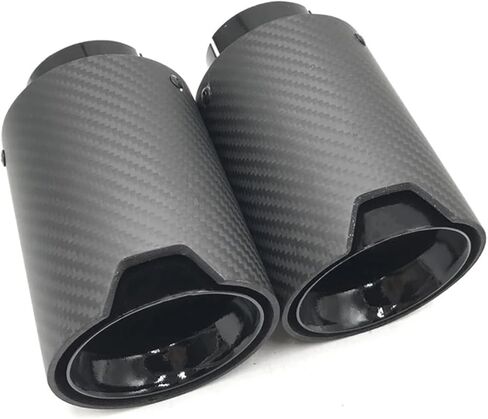 1 PCS Matt Carbon Fiber Tail Exhaust Tip Black Stainless Steel Muffler Compatible With BMW F30 E46 E90 Universal Tips(60MM IN-105MM OUT) in Kuwait