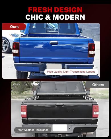 مصابيح خلفية متوافقة مع Ford Ranger 2006-2011، جانب السائق والراكب، مجموعة المصابيح الخلفية للمصابيح الخلفية، عدسات حمراء داكنة in Saudi Arabia