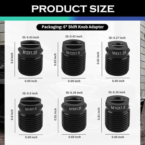 6PCS Shift Knob Adapter Set,M8/M10/M12/M14 Stick Shift Knob Thread Adapter for Tight Connections,Aluminum Alloy Gear Shifter Knobs Adapters Replacement for Modified Gear Shifters in Saudi Arabia