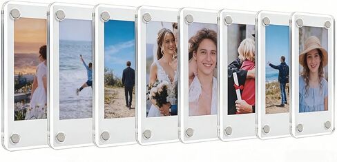 8 Pack Acrylic Magnetic Photo Frames for Fridge,2.36x3.54 Inch Double Sided Clear Mini Picture Frames,Perfect for Fujifilm Instax Mini & Polaroid Film,Refrigerator Magnet Photo Holders for Home Office in Kuwait
