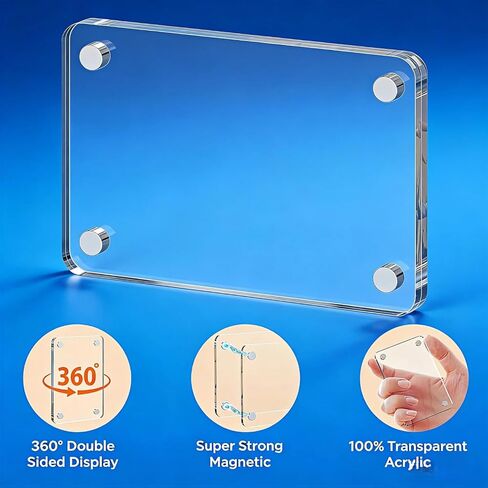 8 Pack Acrylic Magnetic Photo Frames for Fridge,2.36x3.54 Inch Double Sided Clear Mini Picture Frames,Perfect for Fujifilm Instax Mini & Polaroid Film,Refrigerator Magnet Photo Holders for Home Office in Kuwait