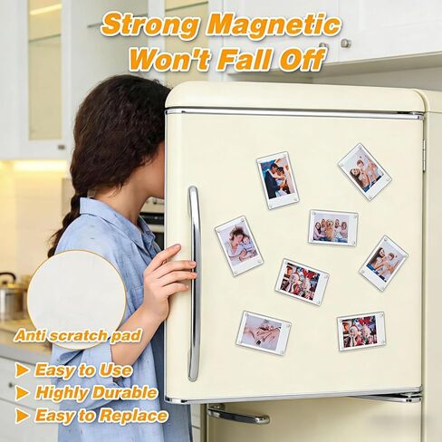 8 Pack Acrylic Magnetic Photo Frames for Fridge,2.36x3.54 Inch Double Sided Clear Mini Picture Frames,Perfect for Fujifilm Instax Mini & Polaroid Film,Refrigerator Magnet Photo Holders for Home Office in Kuwait