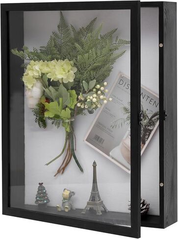 Extra Large 16x20 Shadow Box Frame, 3.54" Deep Natural Wood Display Case with Linen Back, 8 Pins for Jerseys, Flowers, Wedding Keepsakes, Kids' Mementos, Tickets & Photos, White in Kuwait