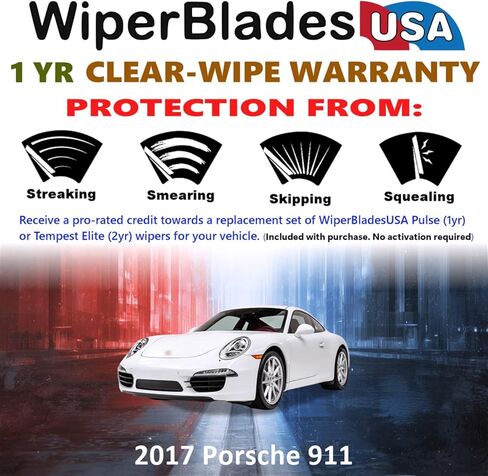 WiperBladesUSA Wiper Blades Set w/ 1yr warranty compatible with Porsche 911 2017 Wipers (Set of 2) Pulse Wipers in Saudi Arabia