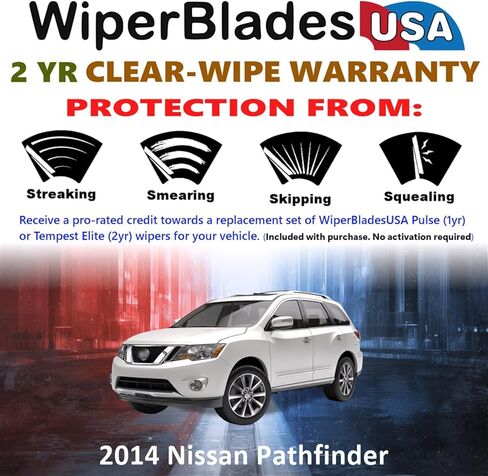 Beam Wiper Blades Set w/2yr Warranty compatible with Nissan Pathfinder 2014 (Set of 2) Tempest Elite Wipers in Saudi Arabia