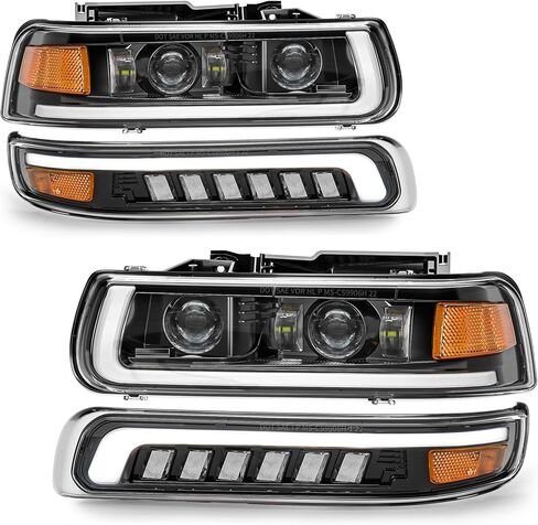 LED Headlights Assembly Headlamps Replacement Compatible with 1999-2002 Chevy Silverado 2000-2006 Chevy Suburban 00-06 Tahoe DRL Turn Signal Hi/Low Beam with Bulbs (NOT FIT for GMC) in Saudi Arabia