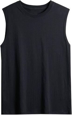 Mens Cotton Tank Tops Sleeveless Gym Shirts Cut Off Muscle T Shirts Workout Running Tanks Loose Fit Atheltic Tees in Saudi Arabia