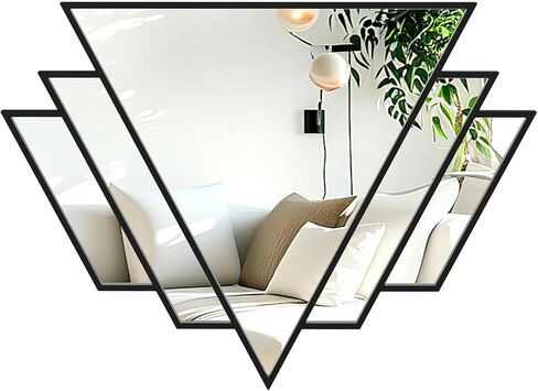 Black Triangle Decor Mirror for Wall,24x32Inch Farmhouse Wall Mirror,Modern Wall Mounted Mirrors,Metal Framed Vintage Ornate Art Mirror for Living Room Bedroom Fireplace Hallway in Kuwait