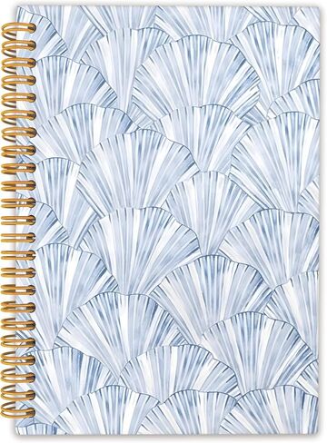 Blue Seashell Spiral Notebook Journal, Blue Coastal Beach Journal, Trendy Preppy Beachy Ocean Hardcover Notebook 5.5x8.3 in Saudi Arabia