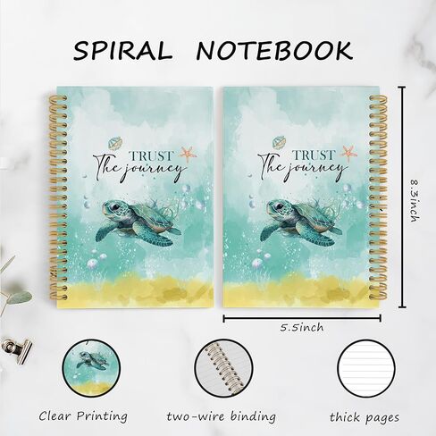 Coastal Beach Sea Turtle Spiral Notebook Journal, Trust the Journey Ocean Marine Notebooks for Note Taking, Sea Turtle Gifts for Women, Ocean Beach Hardcover Spiral Journal 5.5x8.3 Inches in Saudi Arabia