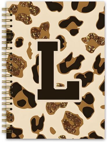 NaZaUK Leopard Personalized Notebook Initial E, Journal for Teen Girls, Leopard Print Notebook, Monogrammed Gifts for Women Teen Girls, Notebooks for Office and School Supplies 5.5x8.3 in Kuwait