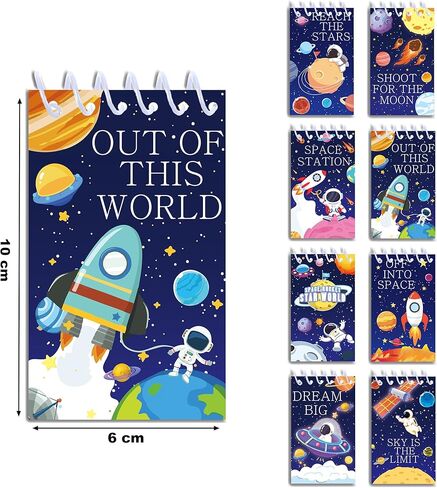 JOINFANXIN Outer Space Galaxy Mini Notepads Astronaut Rocket Planet Pattern Spiral Pocket Notepads Small Spiral Memo Pads for Space Theme Birthday Party Teacher Classroom Rewards Party Favors(24pcs) in Saudi Arabia