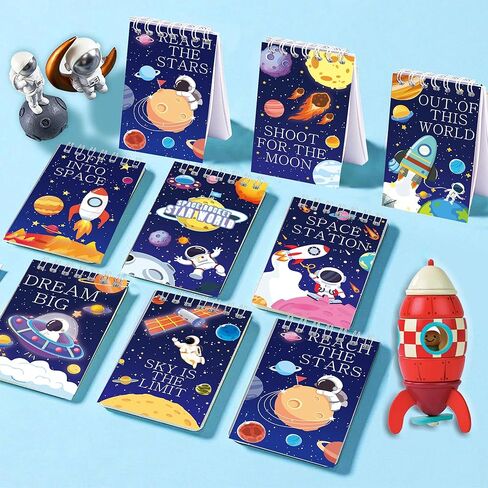 JOINFANXIN Outer Space Galaxy Mini Notepads Astronaut Rocket Planet Pattern Spiral Pocket Notepads Small Spiral Memo Pads for Space Theme Birthday Party Teacher Classroom Rewards Party Favors(24pcs) in Saudi Arabia