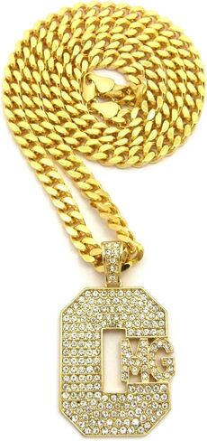 NEW ICED OUT 'CMG' PENDANT & 6mm/24" CUBAN CHAIN HIP HOP NECKLACES - RC2250G in Kuwait