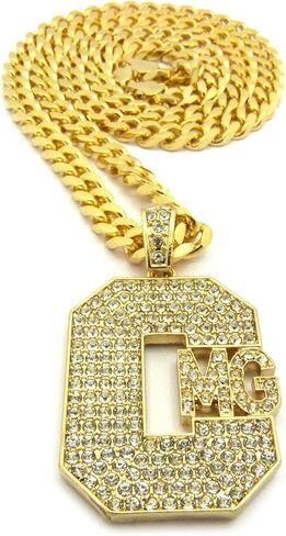 NEW ICED OUT 'CMG' PENDANT & 6mm/24" CUBAN CHAIN HIP HOP NECKLACES - RC2250G in Kuwait