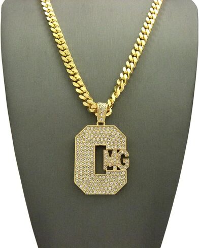 NEW ICED OUT 'CMG' PENDANT & 6mm/24" CUBAN CHAIN HIP HOP NECKLACES - RC2250G in Kuwait