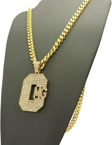NEW ICED OUT 'CMG' PENDANT & 6mm/24" CUBAN CHAIN HIP HOP NECKLACES - RC2250G in Kuwait