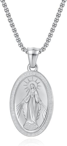 Rnivida Miraculous Medal Necklace for Men, Saint Benedict Michael Virgin Mary Medals Pendant Necklace in Saudi Arabia