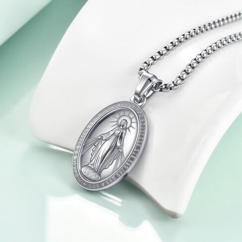 Rnivida Miraculous Medal Necklace for Men, Saint Benedict Michael Virgin Mary Medals Pendant Necklace in Saudi Arabia