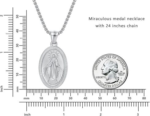 Rnivida Miraculous Medal Necklace for Men, Saint Benedict Michael Virgin Mary Medals Pendant Necklace in Saudi Arabia