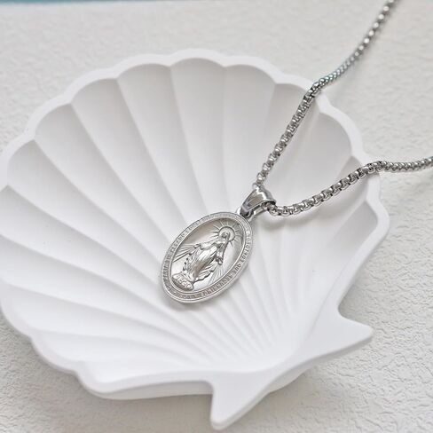 Rnivida Miraculous Medal Necklace for Men, Saint Benedict Michael Virgin Mary Medals Pendant Necklace in Saudi Arabia