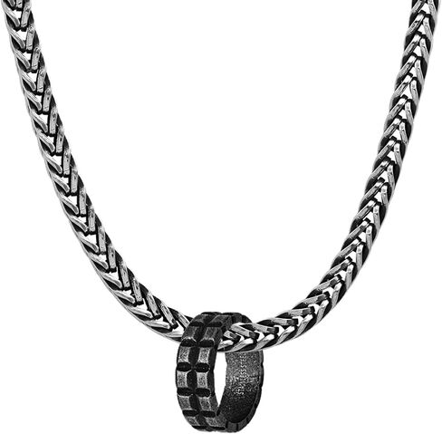 قلادة ربط سلسلة من الفولاذ المقاوم للصدأ المؤكسد من Steeltime مع مجموعة حلقات مؤكسدة in Kuwait