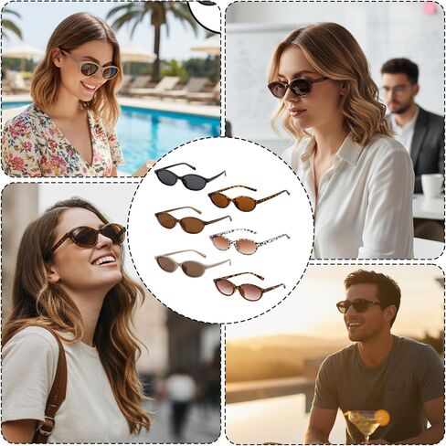 6 نظارات شمسية بيضاوية للنساء، نظارات شمسية عصرية على شكل عين القطة للنزهات الحضرية، نظارات شمسية بيضاوية كلاسيكية مع عدسات PC تحجب الضوء الأزرق، نظارات شمسية عصرية لوسائل التواصل الاجتماعي والسفر in Kuwait