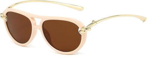 Long Keeper Pilot Sunglasses Women Men Retro Oval Double Bridge Sunglasses Vintage 70s Sun Glasses Sunnies UV400 Protection in Saudi Arabia