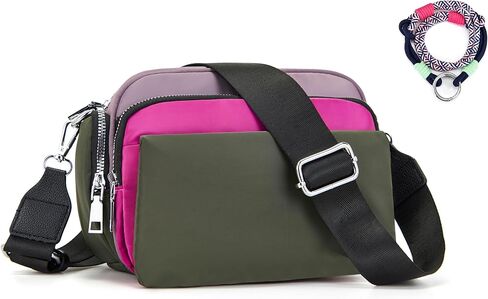 Cross body Purse Nylon Quilted Crossbody Bags for Women, Small Shoulder Handbag multi pocket purses with 4 Zippers, Travel | multi pocket purses in Saudi Arabia