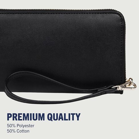 True Religion East/West Zip-Around Wallet, Sleek Everyday Organizer, Detachable Wristlet Strap, Black in Saudi Arabia