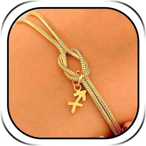 Long tiantian 12 Zodiac Knot Bracelet for Women, Gold Tone Forever Knot Snake Chain Constellation Bracelet in Saudi Arabia