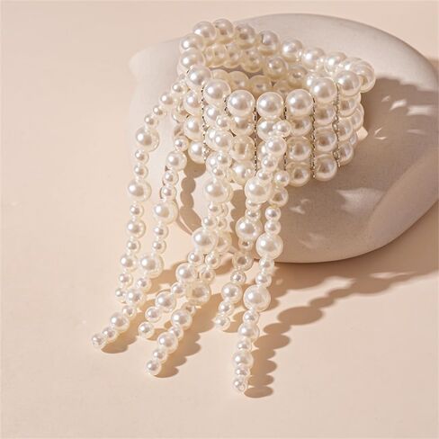 Sither Layerd Pearls Bracelet for Women Boho Large Pearls Stretch Bracelet Jewelry Set for Halloween Christmas Gift in Saudi Arabia